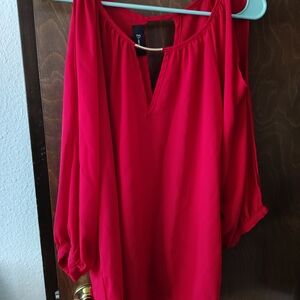 Bwear Red Relaxed 3/4 Sleeve Blouse